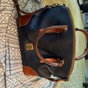 Dooney & Bourke Blue and Tan Leather Handbag